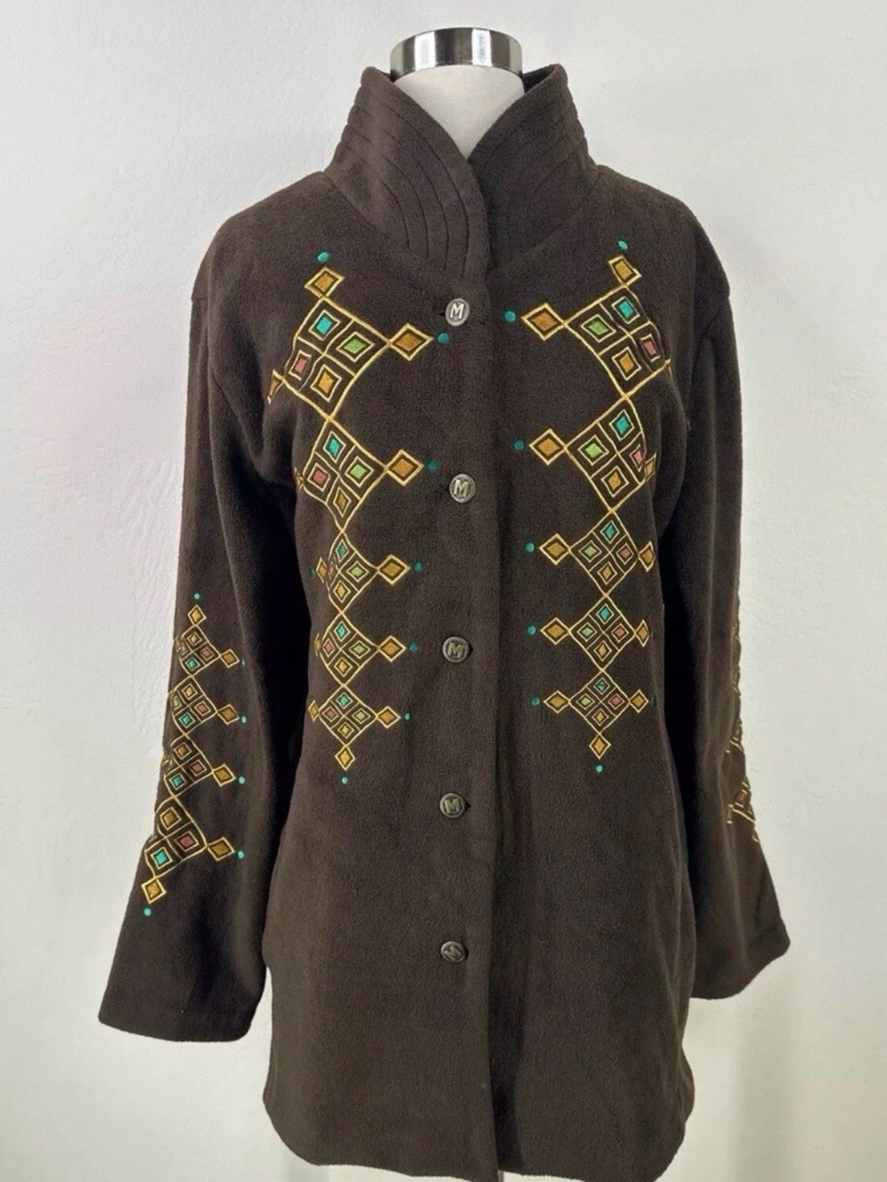 Bob Mackie Wearable Art Embroidered Brown Women's Coat